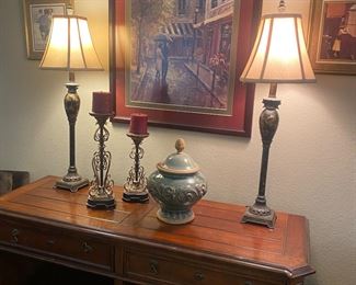 Lamps and various home decor pieces