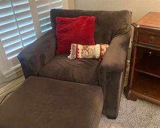 Nice brown velvet chair and ottoman 
