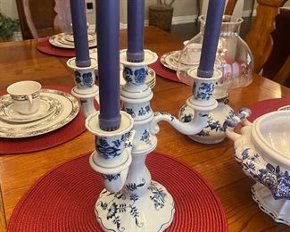 Blue & white candelabra 