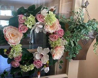 Floral Wreath and Assorted Flower Arrangements