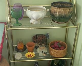 Small Metal Shelving/Assorted Planters