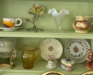 Fenton Glass Vase and Porcelain