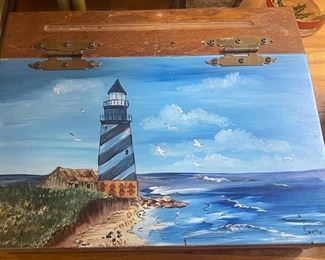 Painted Light House Lap Desk