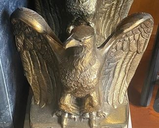 Brass and Marble Eagle Bookends