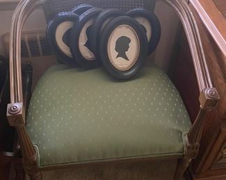 Pair of Wicker Back Chairs/ Silhouette Pictures