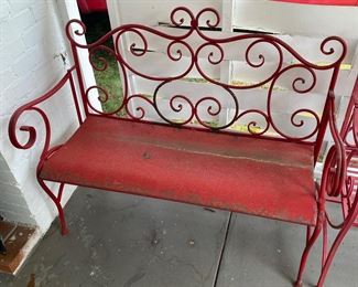 Red Metal Bench
