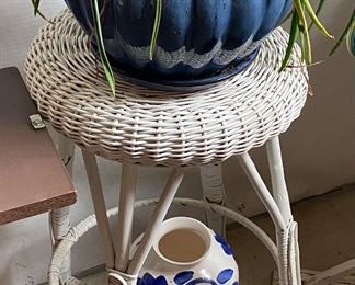 Vases with Wicker Plant Stand