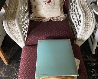 Wicker Chair and Ottoman