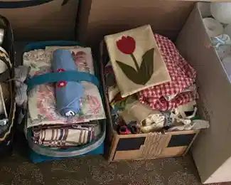 Assorted Fabric and Sewing Supplies