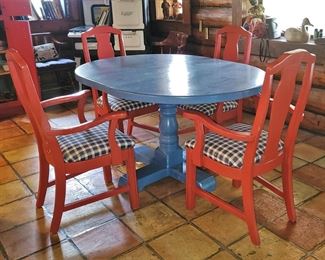 Painted dining table and chairs