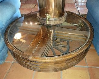 Flat belt pulley coffee table