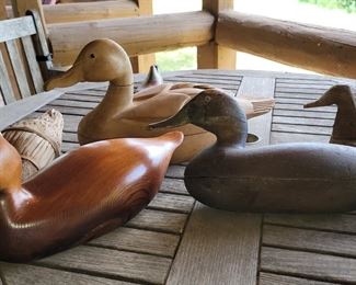 Carved decoy ducks