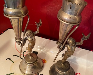 Pair of Cherub Style Flower Holders