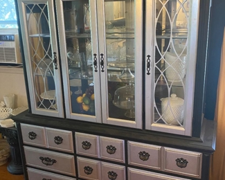 Silver and Black China Cabinet/Hutch