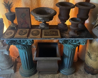 Column Base Table with Marble Top