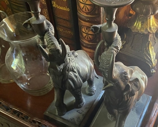 Maitland Smith Figural Elephant Candle Stands