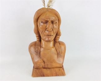 Hand Carved Indian Bust