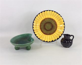 Van Briggle Vase, Carol Endres Decorative Plate & Royal Haeger Bowl
