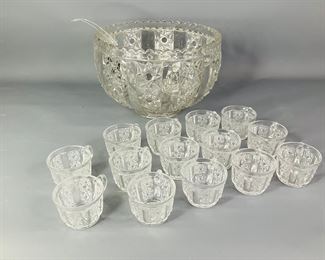 Cut Glass Punch Bowl, Cups and Ladle