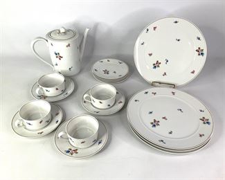 Langenthal Suisse Château Porcelain Plates, Saucers, Cups and Coffee Pot