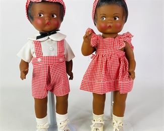 1980's Effanbee African American Patsy Boy and Girl Dolls
