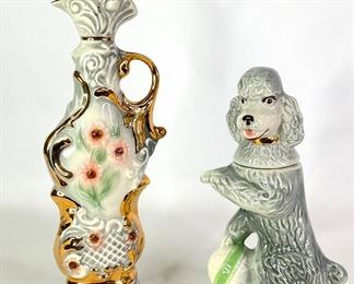 Antique Floral And Poodle Decanter