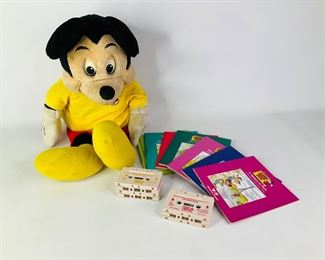 1986 "The Talking Mickey Mouse" Plush Toy with Books and Cassette Tapes