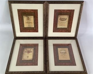 Framed Vintage Wine Label Pictures