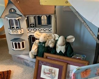 HANDMADE DOLL HOUSE AND RABBITS