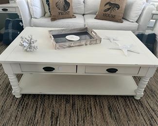 "Magnolia" white coffee table, 56" x 32" x 20"