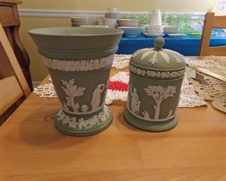 WEDGWOOD VASE and TOBACCO JAR