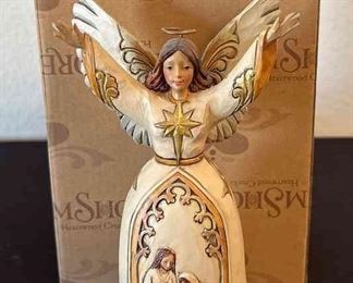 Jim Shore Ivory Gold Nativity Angel Figurine With Original Box