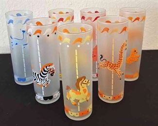 Libbey Frosted Tumbler Carousel Glasses