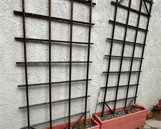 Planter boxes and trellis frame