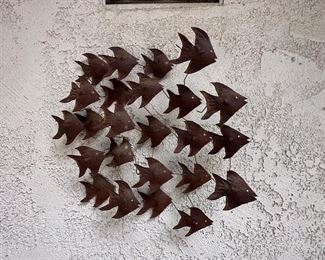 School of fish iron wall sculpture