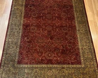 Area Rug, Burgundy with Olive boarder