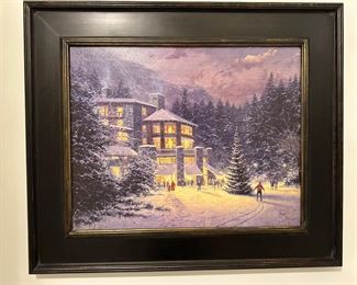Christmas At The Ahwahnee by Thomas Kincade, framed giclee print