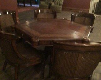 Maitland Smith leather top game table and chairs