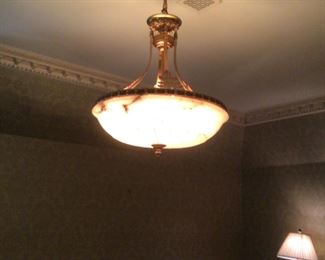 Alabaster and bronze chandelier