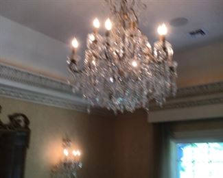 Crystal chandelier and sconces