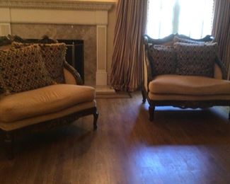 Pair of Marge Carson chair and a halfs
