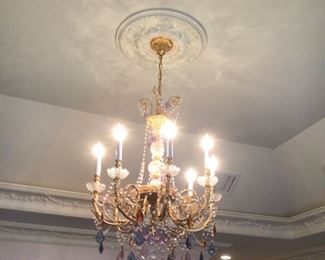 Chandelier with colored drops