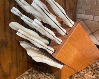 Cutco Pearl White knife block set