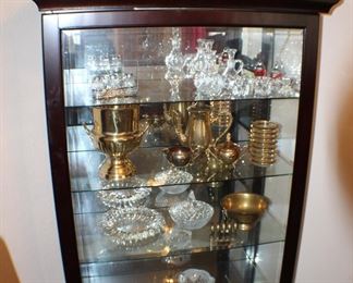 curio cabinet36" wide x 17" deep x 60" tall; door slides open to the left