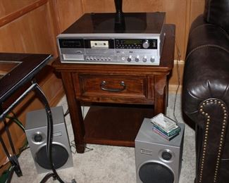 Montgomery Ward phonograph, radio tuner, cassette player and two speakers
