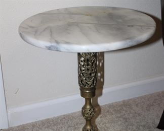 one of a pair of marble-top side tables
