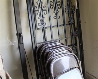 iron door gates; folding chairs