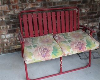 wood and metal folding patio bench