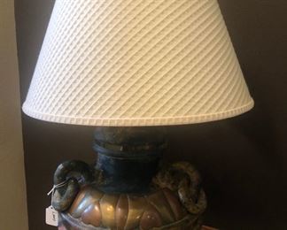 Wonderfully unique brass-inlaid lamp