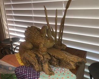 Beautifully carved wooden duck and ducklings - must see!